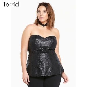 Slimming Torrid Black Sequin Peplum Halter Top